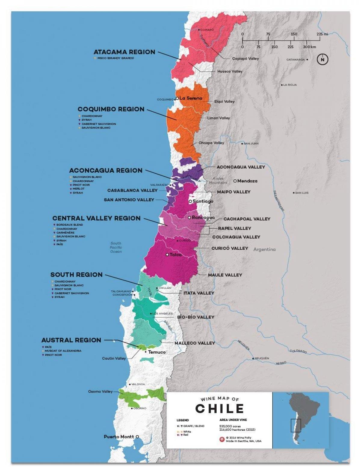 Chile negara anggur peta