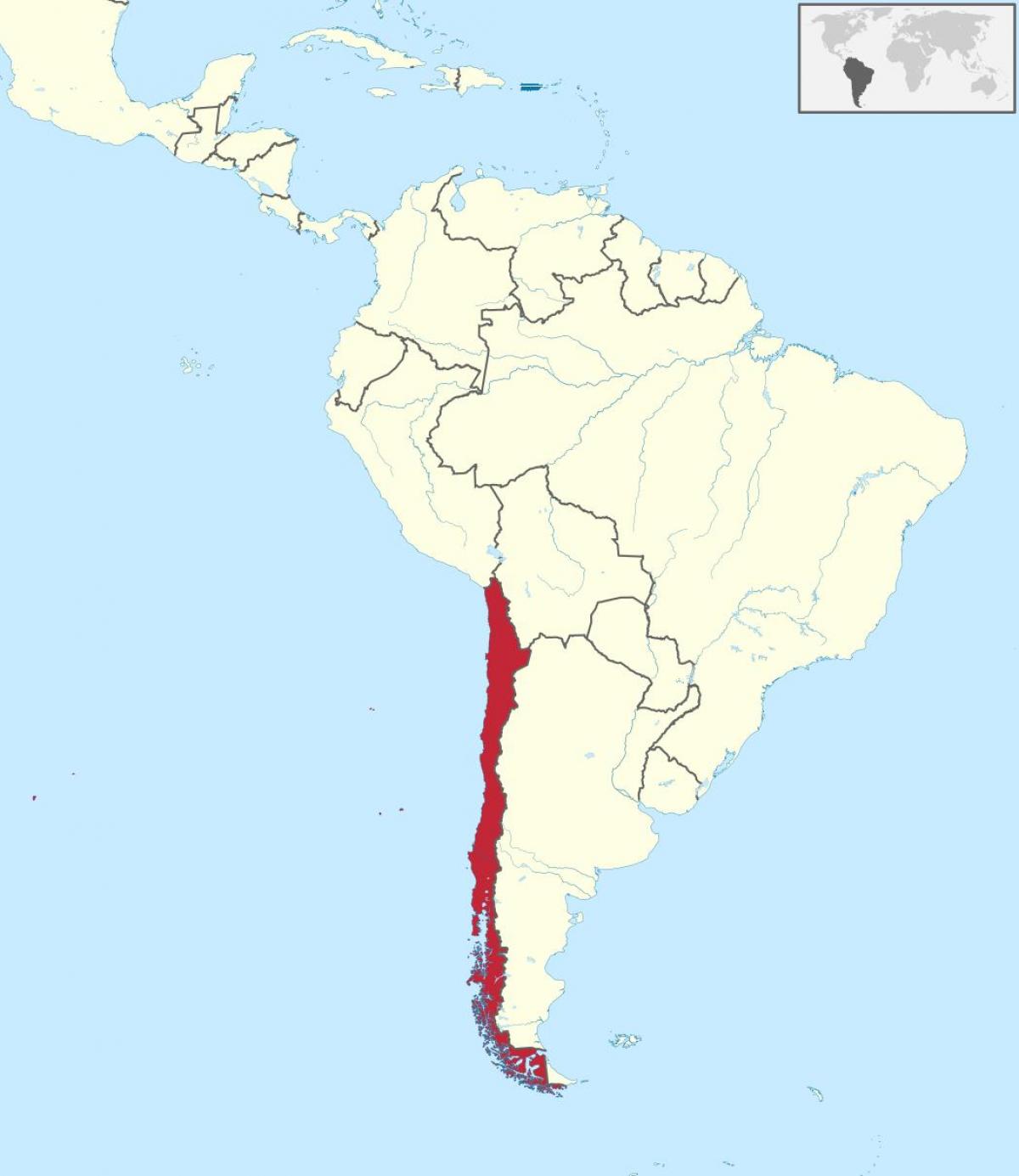 Chile di amerika selatan peta