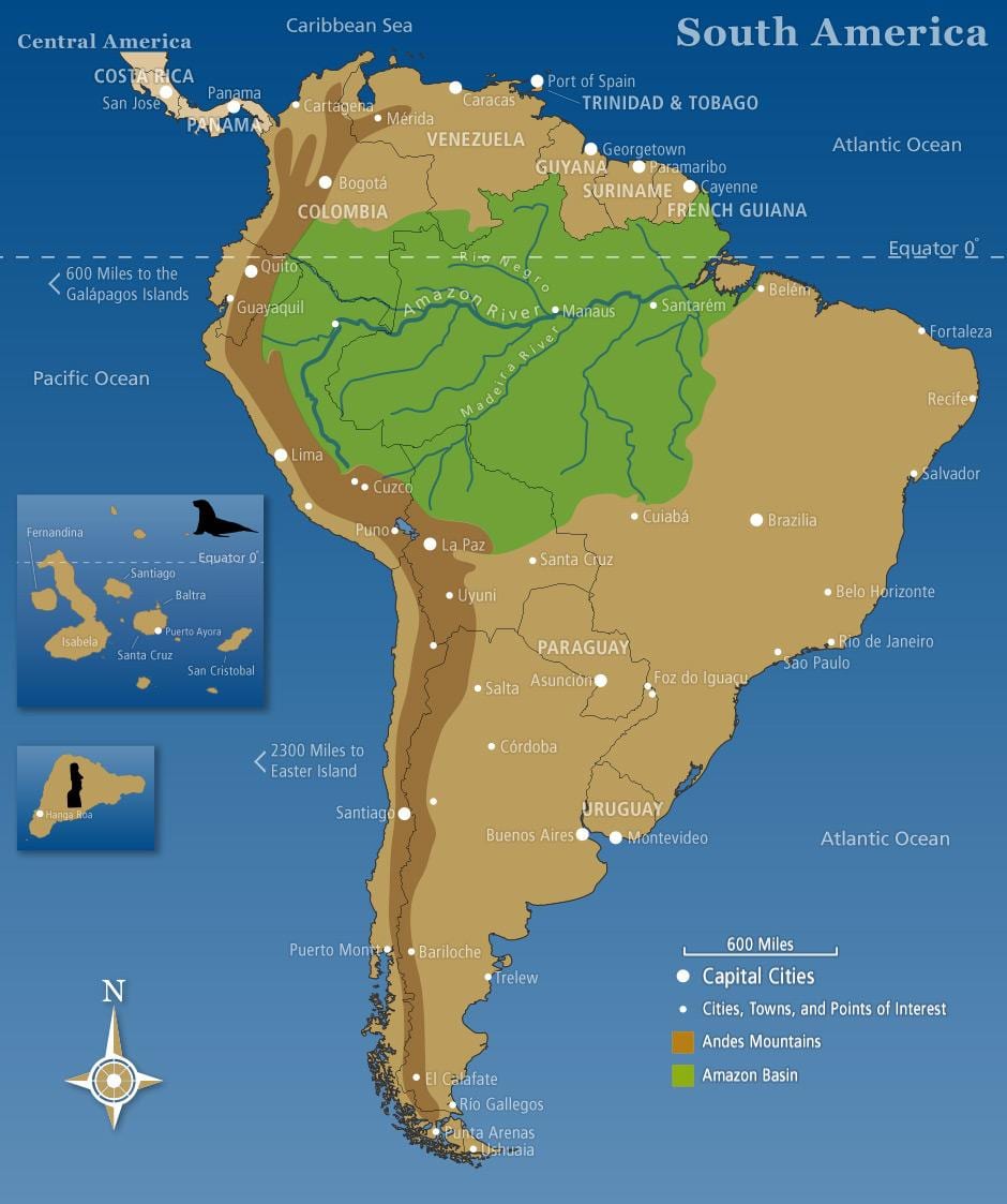 Peta Chile pegunungan andes