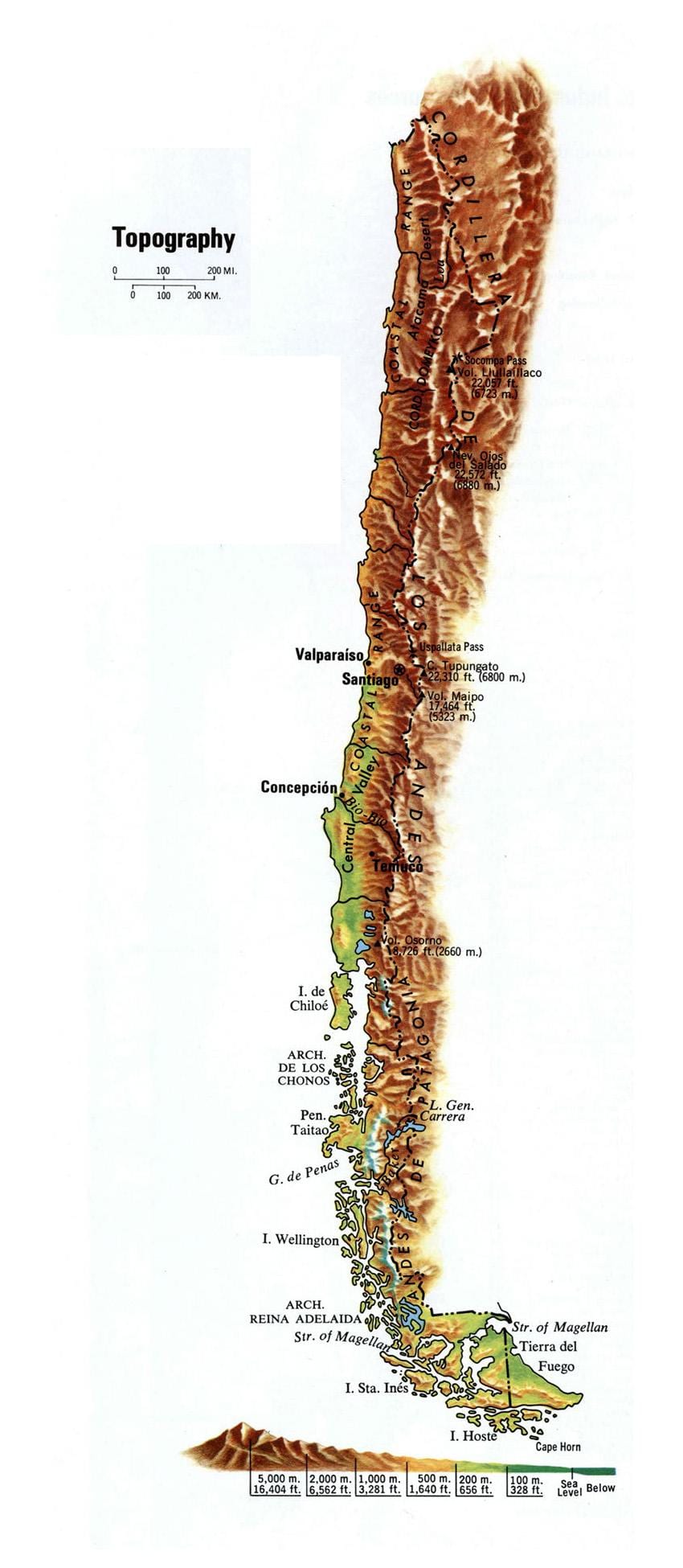 Chile peta ketinggian