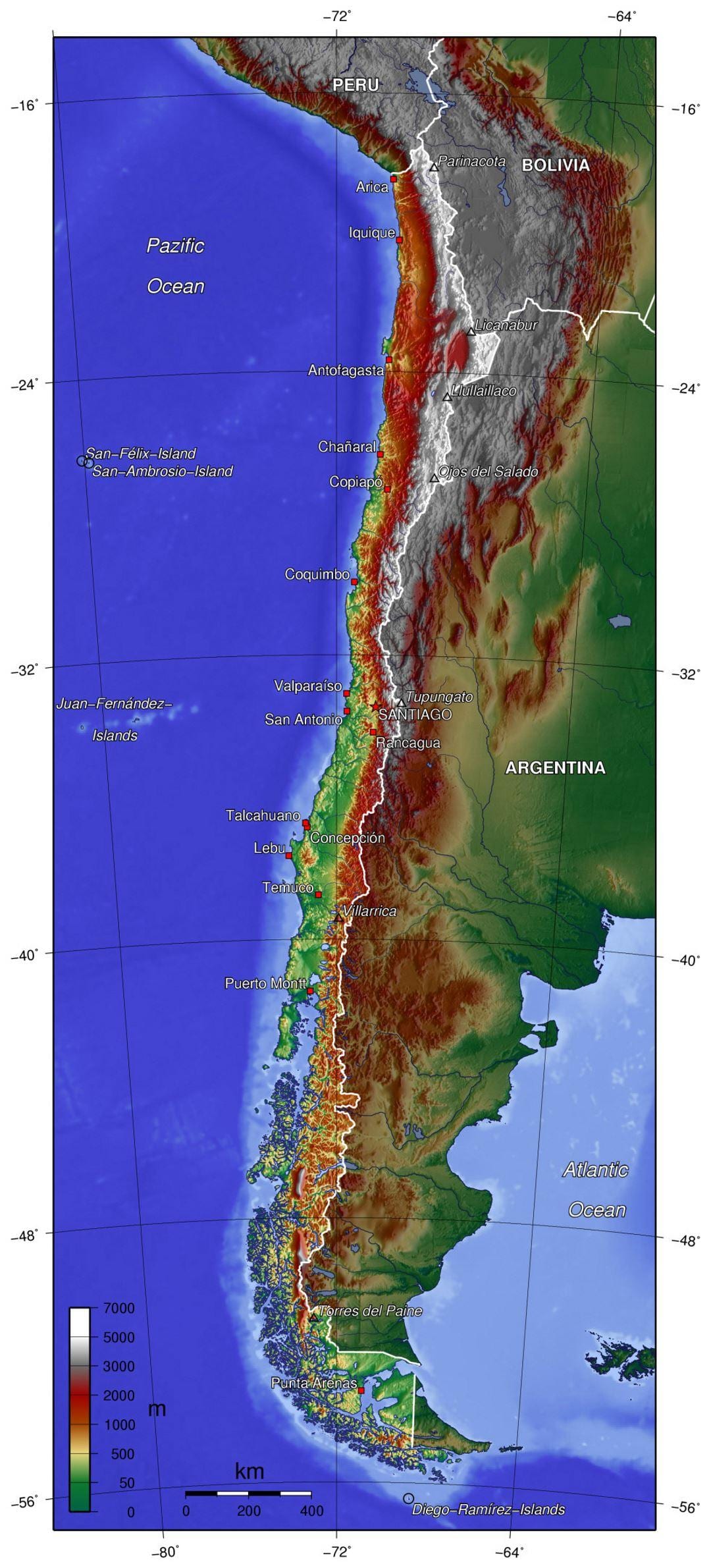 Chile geografi peta